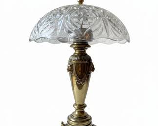 Vintage Brass and Cut Crystal Table Lamp