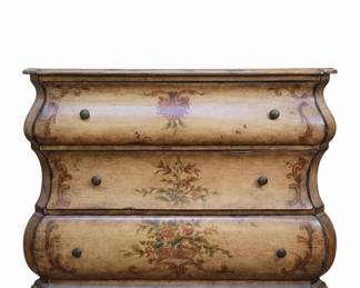Hand-Painted Bombe Chest of Drawers