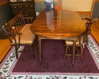 Solid Wood Dining Table, Chairs, and Bench Set