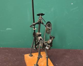 Recycled Metal Sculpture of Don Quixote on Horseback