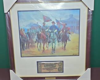 Mort Kunstler "Legends in Gray" Print with Confederate $10 Bill