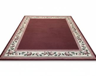 Burgundy Rose Border Area Rug