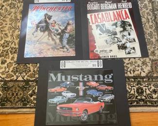 Collector Metal Signs (Winchester, Casablanca, Mustang)