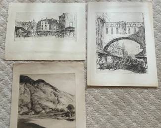 Etchings of European Cityscapes and Landscape