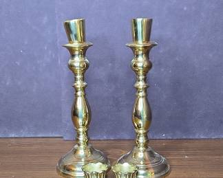 Brass Candlesticks with Drip Catchers