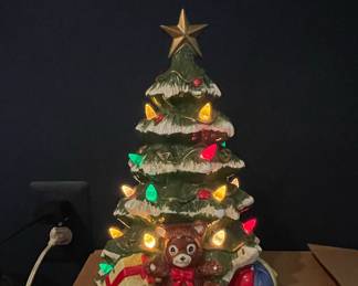 Vintage Pope Garden Designs Ceramic Christmas Tree with Teddy Bear and Presents