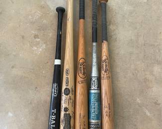 Collection of Baseball Bats including Louisville Sluggers