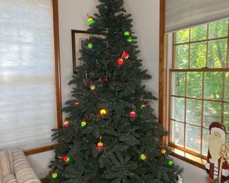 Artificial Christmas Tree with Angel Topper and Vintage Bubble Lights