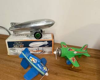 Schylling Graf Zeppelin Aluminum Airship Toy with Two Die-Cast Airplanes