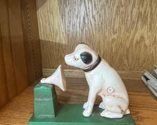 Cast Iron "Nipper" Dog with Phonograph Figurine Bank