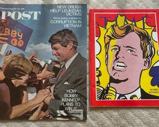 The Saturday Evening Post and TIME Magazines featuring Bobby Kennedy, with TIME cover art by Roy Lichtenstein