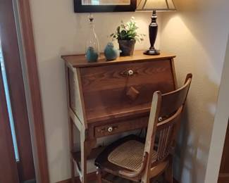Oak secretary with chair