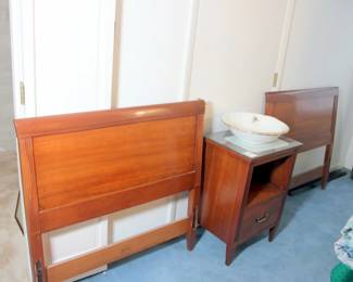 Kindel Twin Bed Set (Pair of Twin Bed Frames, Night Stand, Dresser with Mirror)