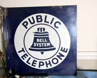 VERY NICE Bell Systems Double Sided Porcelain Telephone Sign