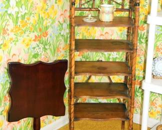 Tilt Top Table, Bamboo Etagere