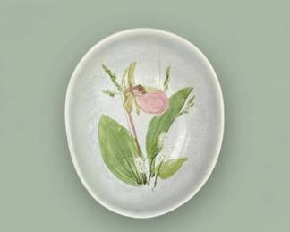 Salt Marsh Pottery HandPainted Lady Slipper Orchid Bowl