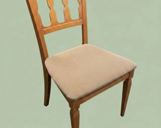 Light Wood Finish Dining Chair with Upholstered Seat and Decorative Cutout Back