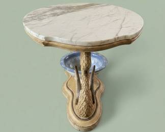 Marble Top Carved Swan Base Console Table