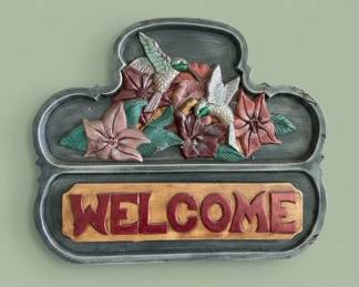 Carruth Studio Hummingbird Welcome Plaque