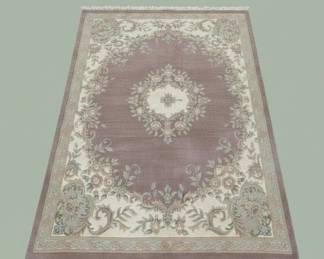 Vintage Chinese Floral Wool Area Rug