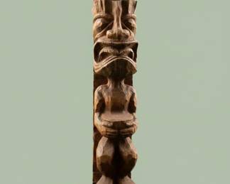 Carved Wooden Tiki Figure Ku God of War