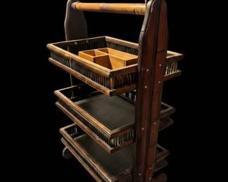 Antique Wooden Magazine Rack or Tea Trolley