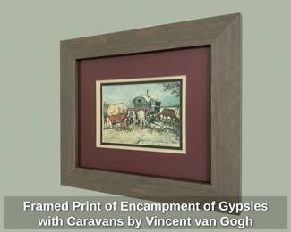 Framed Print of Encampment of Gypsies with Caravans by Vincent van Gogh