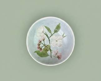 HandPainted Ceramic Decorative Plate with Dogwood Blossoms