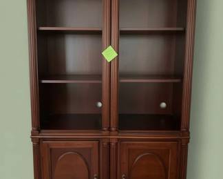 Kincaid Furniture Dark Cherry Wood Bookcase with Cabinet Base