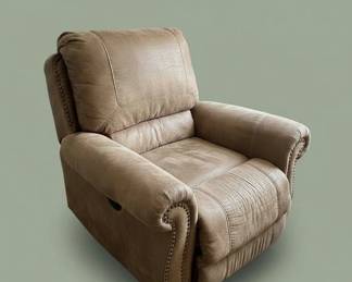 Brown Microfiber Recliner with Decorative Studs