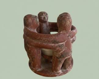Mexican Pottery Circle of Friends Sculpture