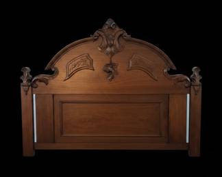 Antique Carved Oak Victorian Headboard
