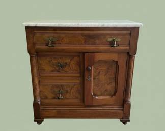 Victorian Walnut Washstand with Marble Top