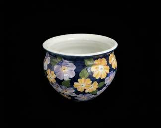 HandPainted Ceramic Planter Pot with Floral Design  Italian Style