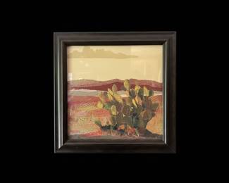 Southwestern Prickly Pear Cactus Landscape Art by Laffara