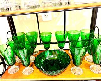 Vintage Anchor Hocking emerald green glasses