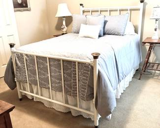 Charming vintage full white metal bed