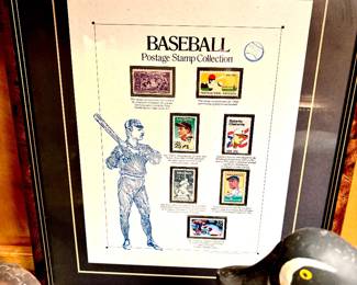 Vintage framed baseball stamps