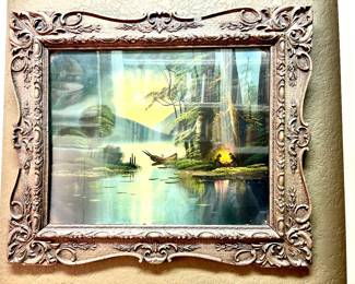Antique landscape in ornate frame