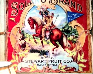 Vintage framed fruit crate label