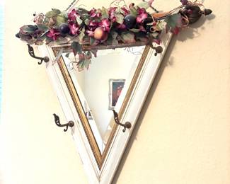 Triangle mirror with metal hooks