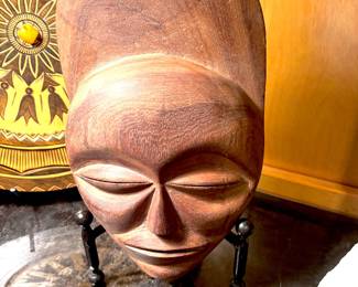 Wood African mask style sculpture