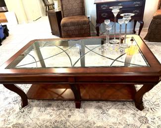 Striking glass top coffee table