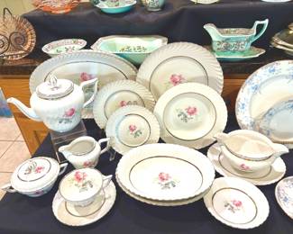 Service for 12 "Sterling Rose" German china