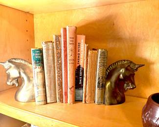 Brass unicorn book ends