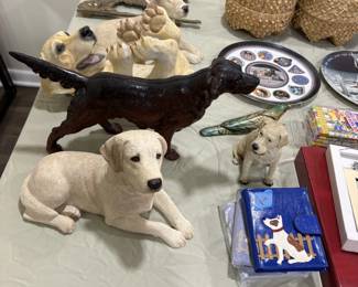 Cat, dog & Labrador figurines, knick-knacks, NASA-themed plates, baskets & planters