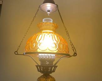 Amber Glass Swag Lamp
