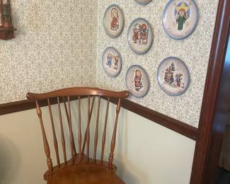 Dining Table Chair & Collector Plates--Rockwell & Others