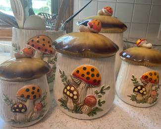 Vintage Ceramic Mushroom Kitchen Set!!