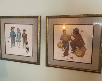 Framed Norman Rockwell Prints, etc.,.